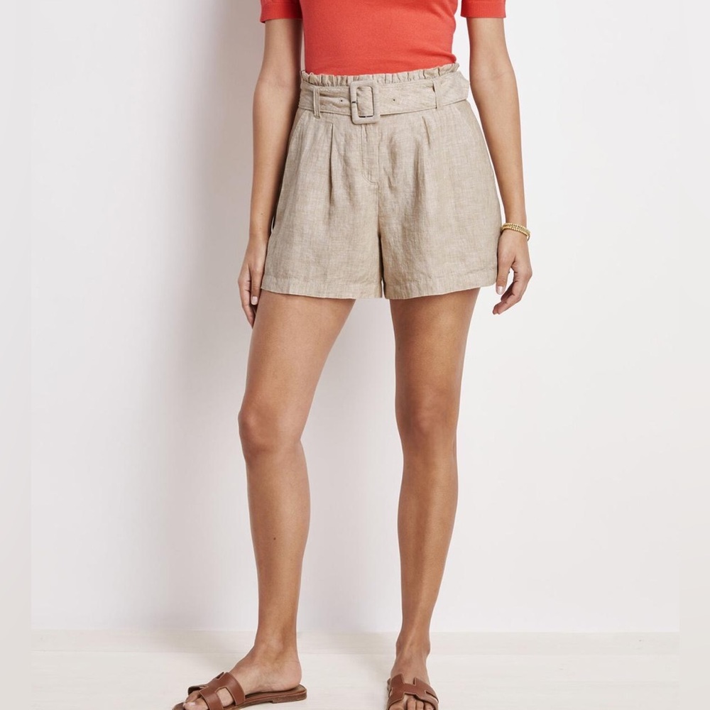 Vineyard Vines Solid Linen Belted Short Crossdye – Sand